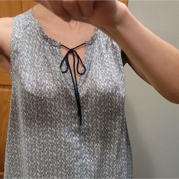 Gap xs navy white sleeveless top oversized tie summer for show ladies - Picture 3 of 16